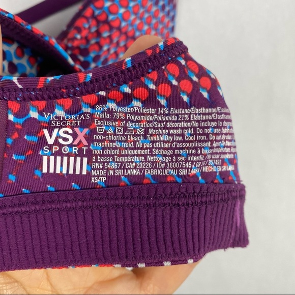 Victoria's Secret VSX Purple Strappy Sports Bra XS - Picture 3 of 4
